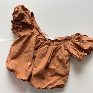 ASTR The Label Puffy Cropped Off The Shoulder Top